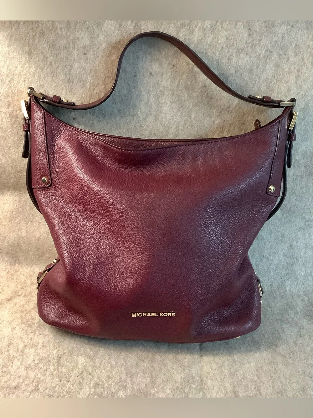 MICHAEL Michael Kors extra lovely burgundy pebbled leather hobo sling bag